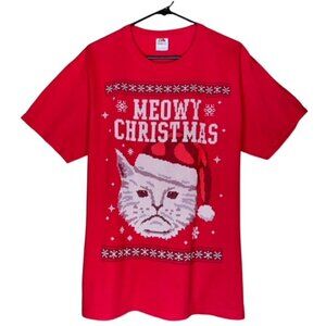 Grumpy Cat Meowy Christmas Short Sleeve T-shirt - Size Large